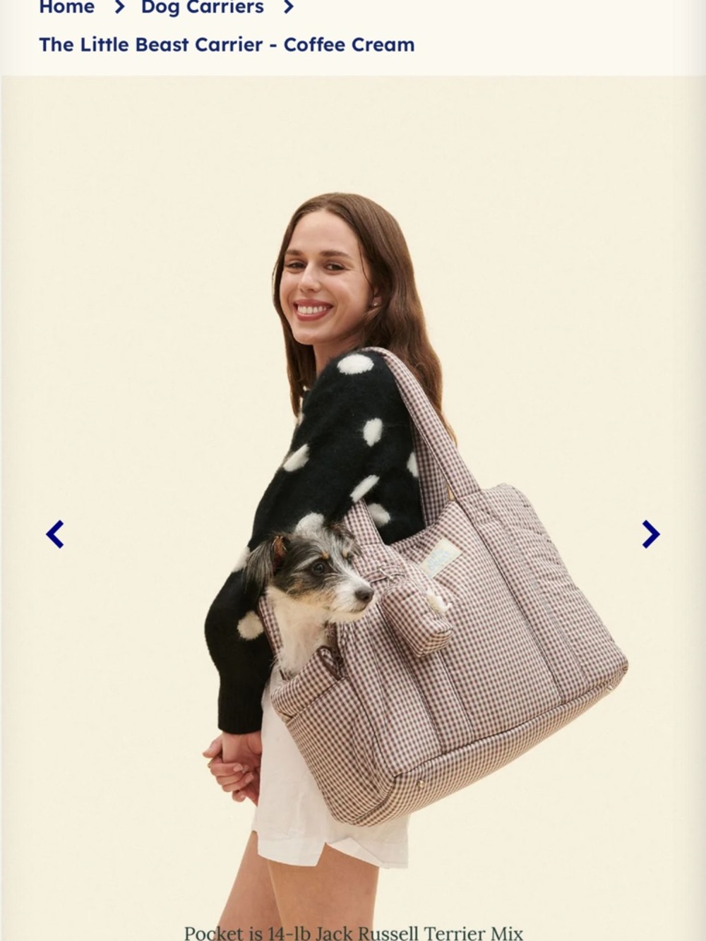 The Little Beast Carrier - Coffee Cream Dog Travel Tote